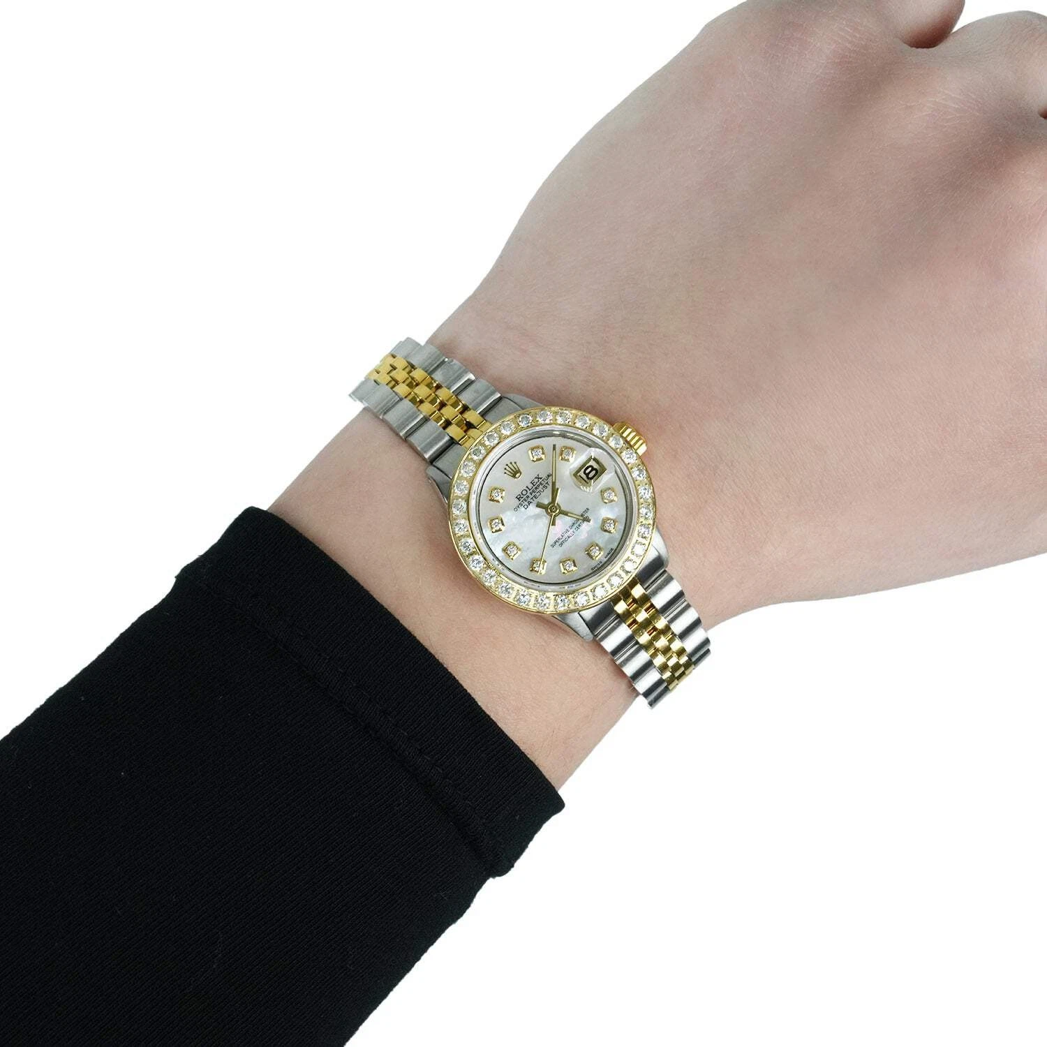 26mm Rolex Datejust 6917 18K Gold Diamond Bezel MOP Dial Steel Woman's Watch
