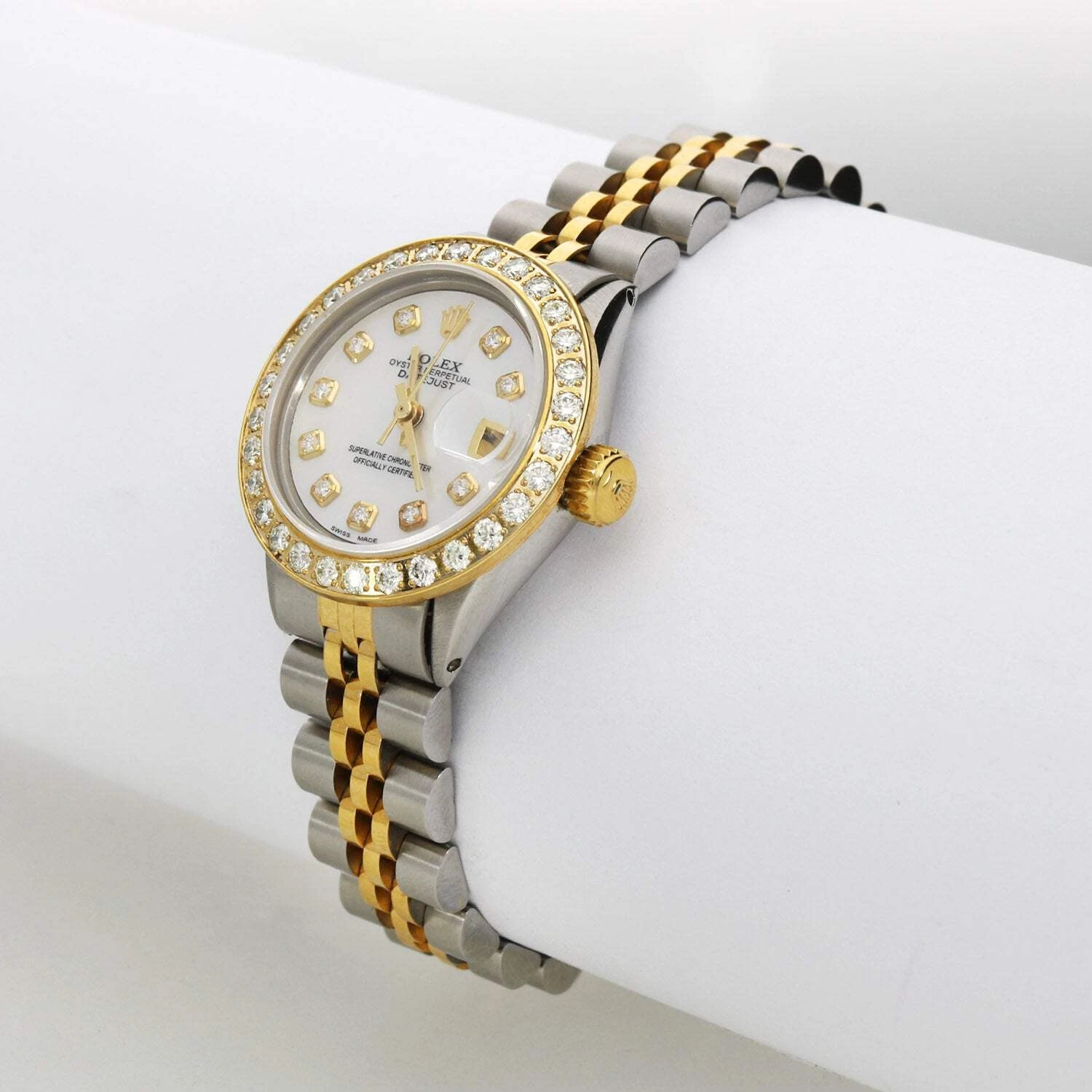26mm Rolex Datejust 6917 18K Gold Diamond Bezel MOP Dial Steel Woman's Watch