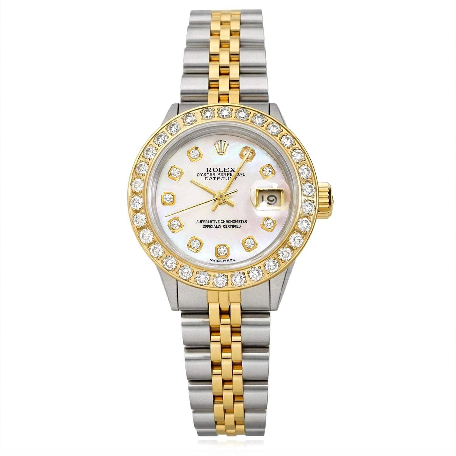 26mm Rolex Datejust 6917 18K Gold Diamond Bezel MOP Dial Steel Woman's Watch