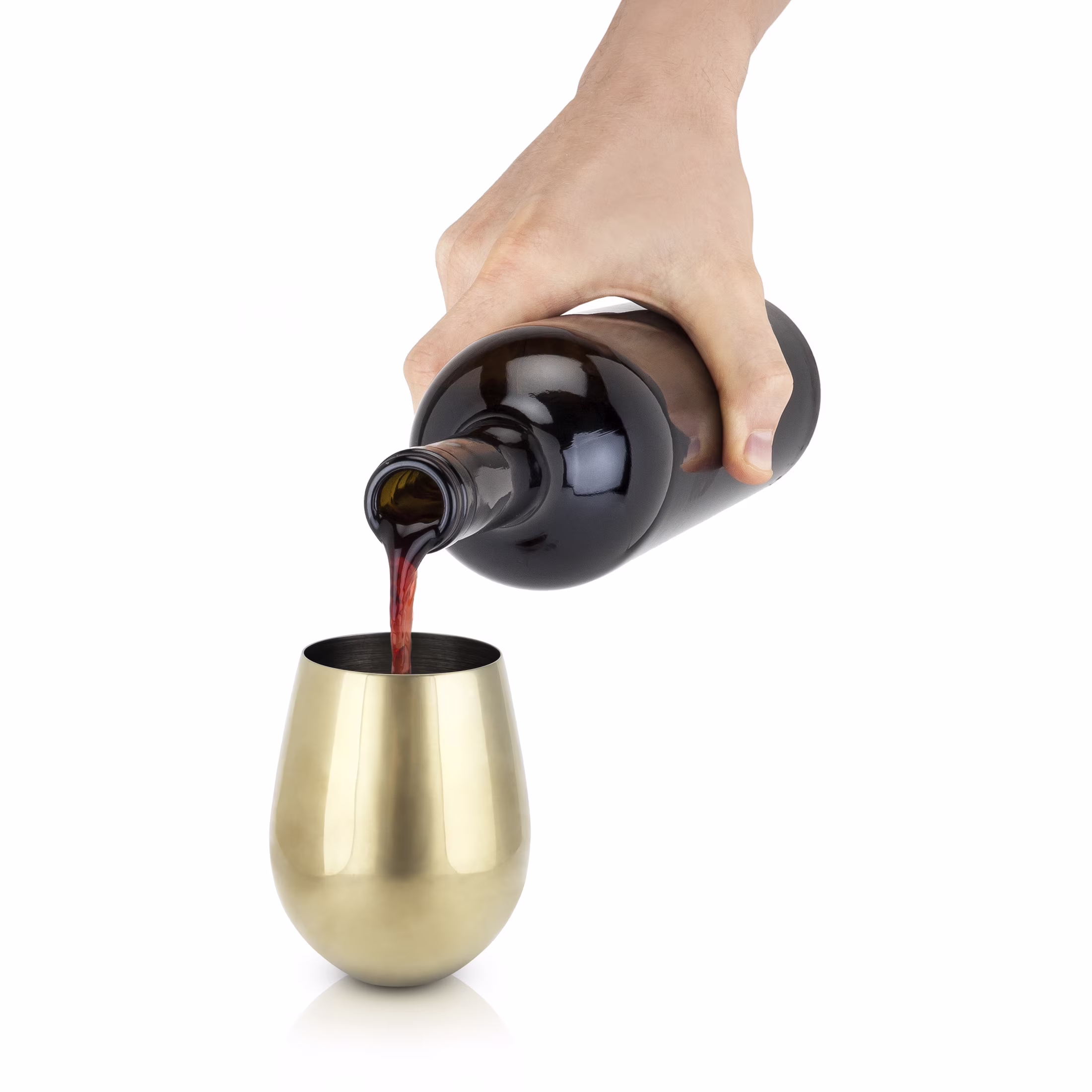 Viski Stainless Steel Stemless Wine Glasses, Home Bar, 18oz Set of 2, Gold