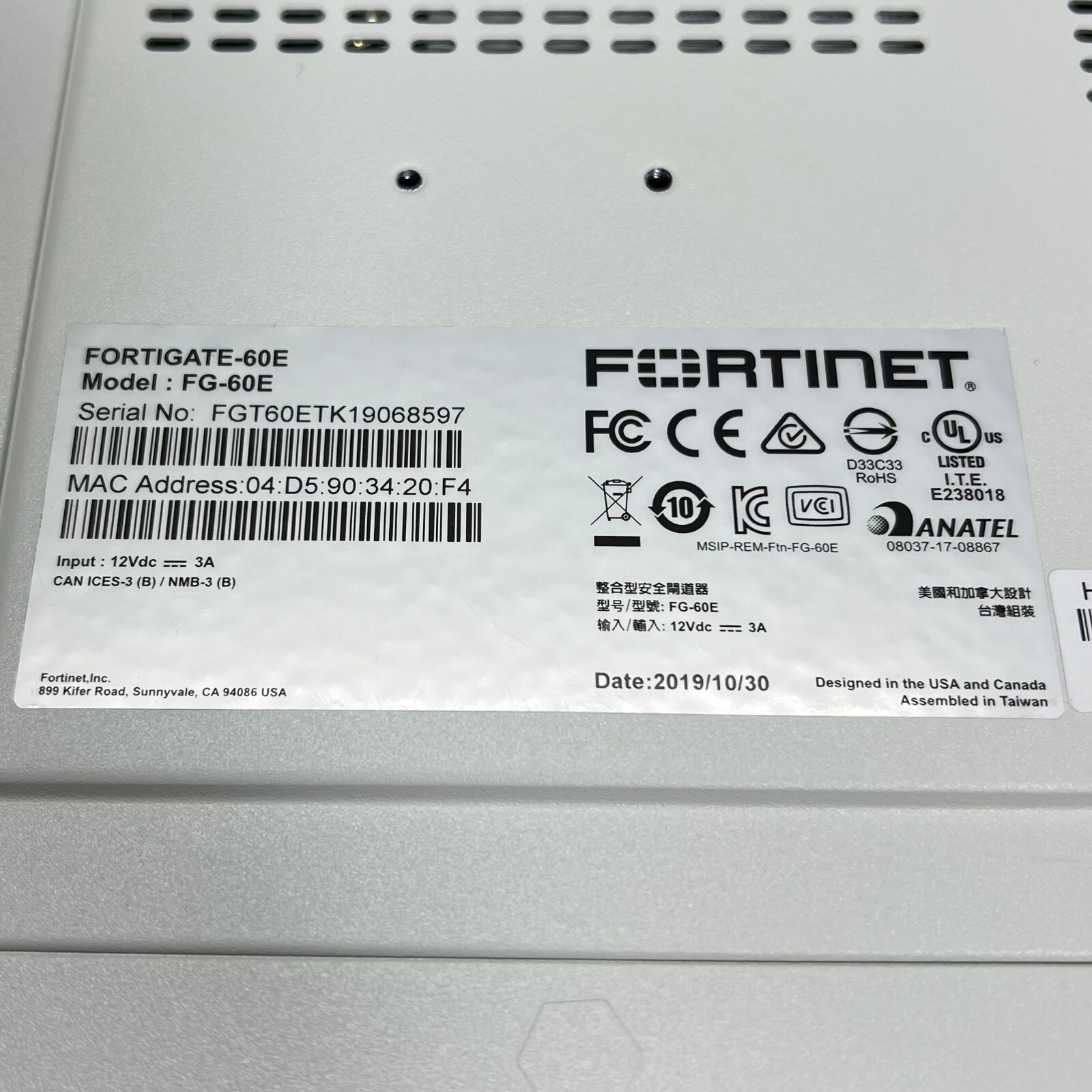 【Select License Term】 Fortinet FG-60E Fortigate-60E Network Security 【1day Ship】