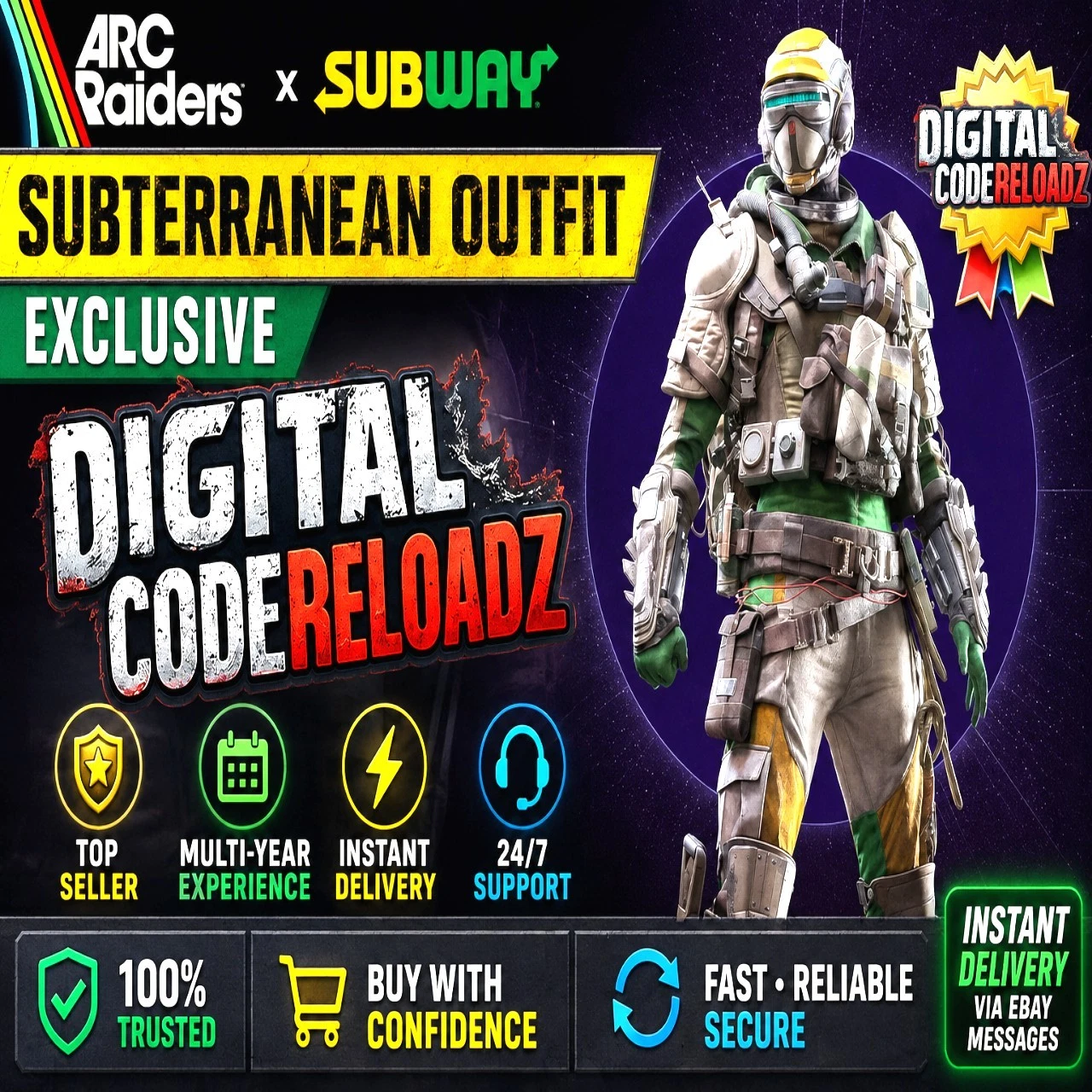 Arc Raiders x Subway - Subterranean Outfit Exclusive Promo AUTHENTIC Loot