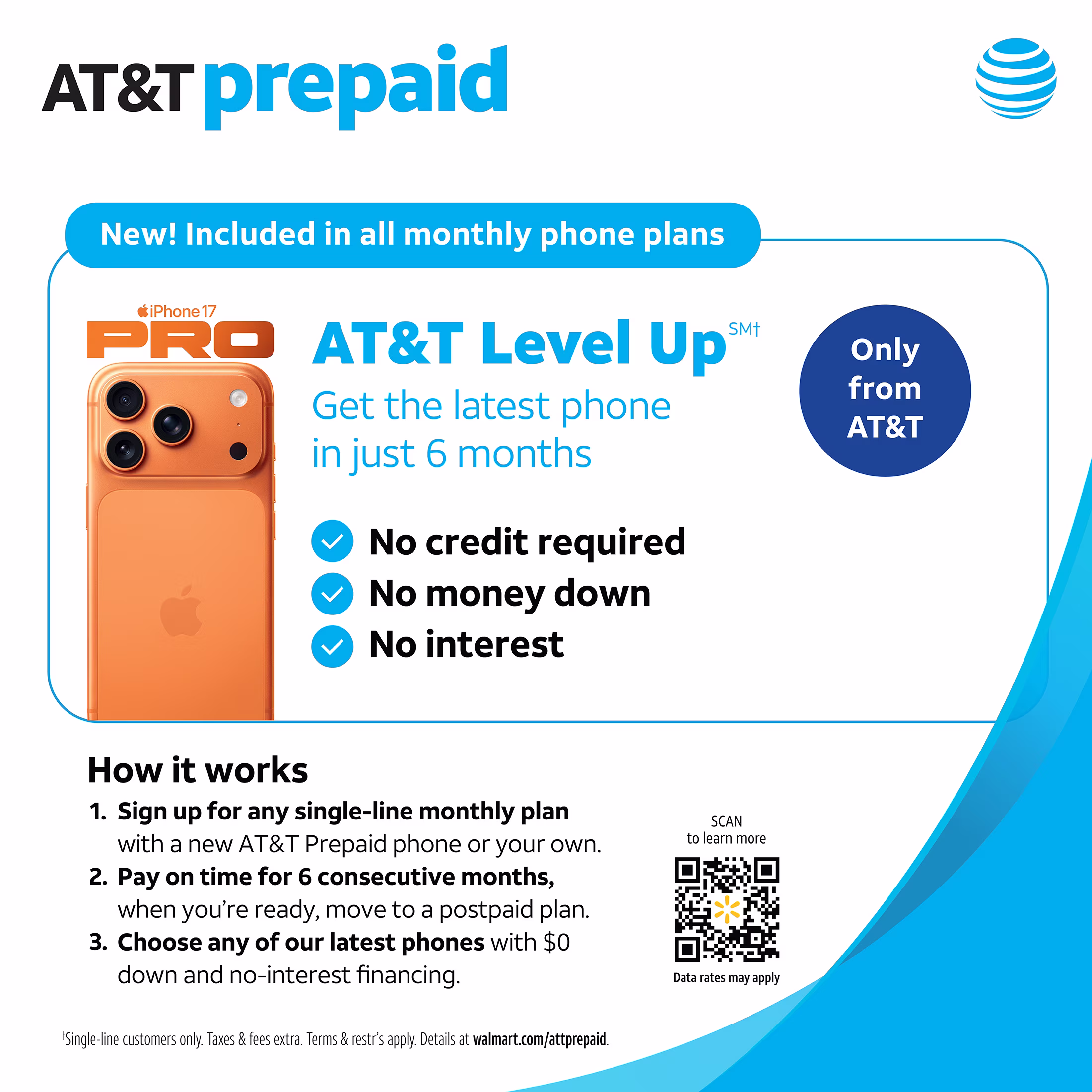 AT&T Propel 3 5G, 64GB, Midnight Blue - Prepaid Smartphone [Locked to AT&T]