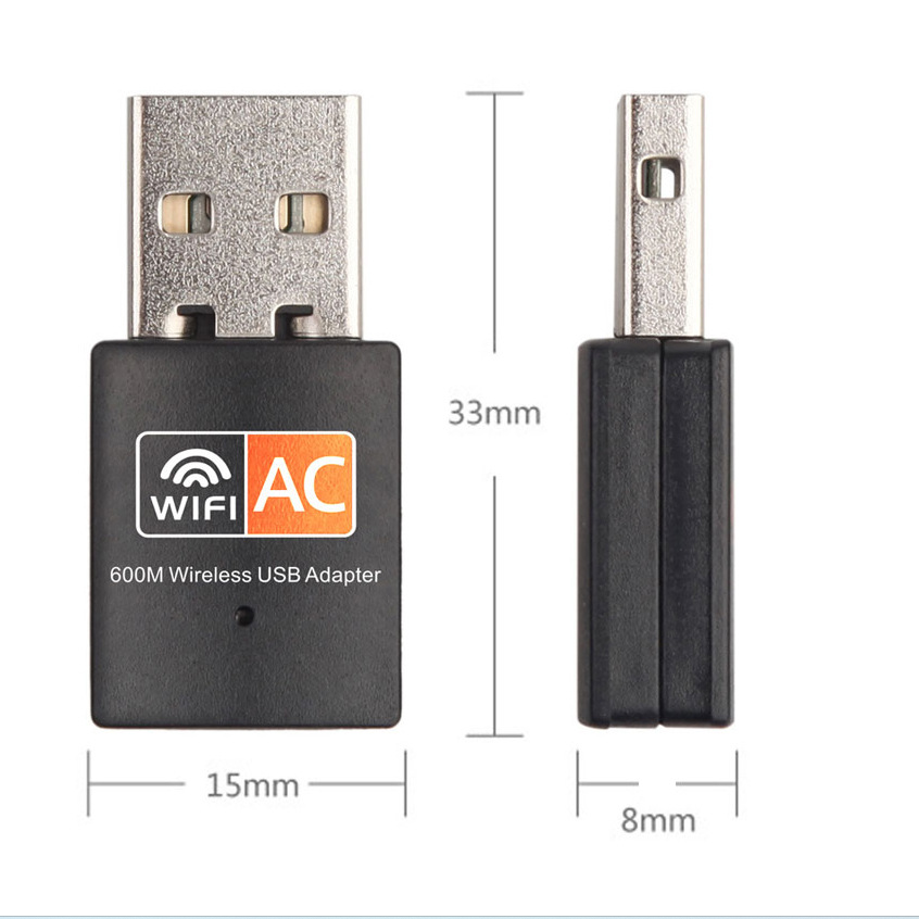 600Mbps Mini USB WiFi Receiver Dual Band 2.4GHz/5GHz Wireless Network Adapter